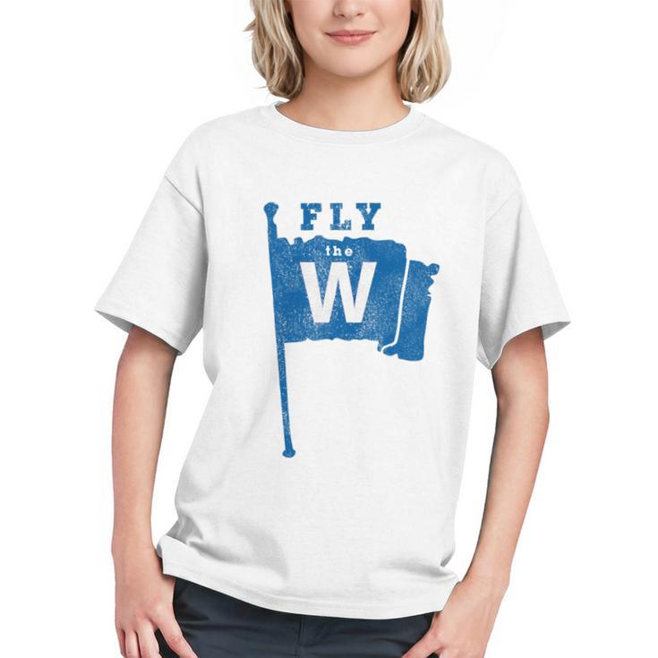 Fly The W Chicago Baseball Winning Flag Distressed Premium Tri-Blend Graphic Youth