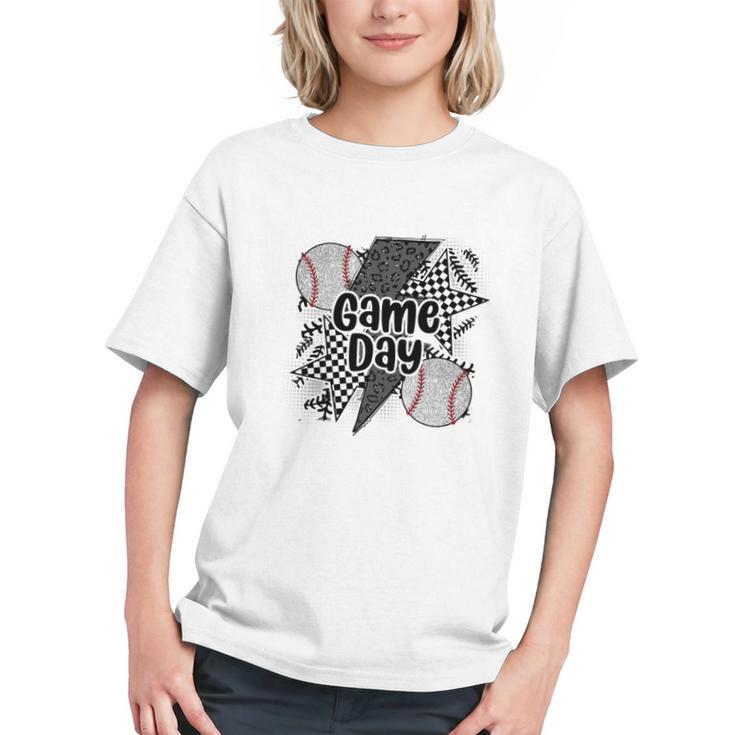 Game Day Baseball Retro Checkered Baseball Graphic Youth