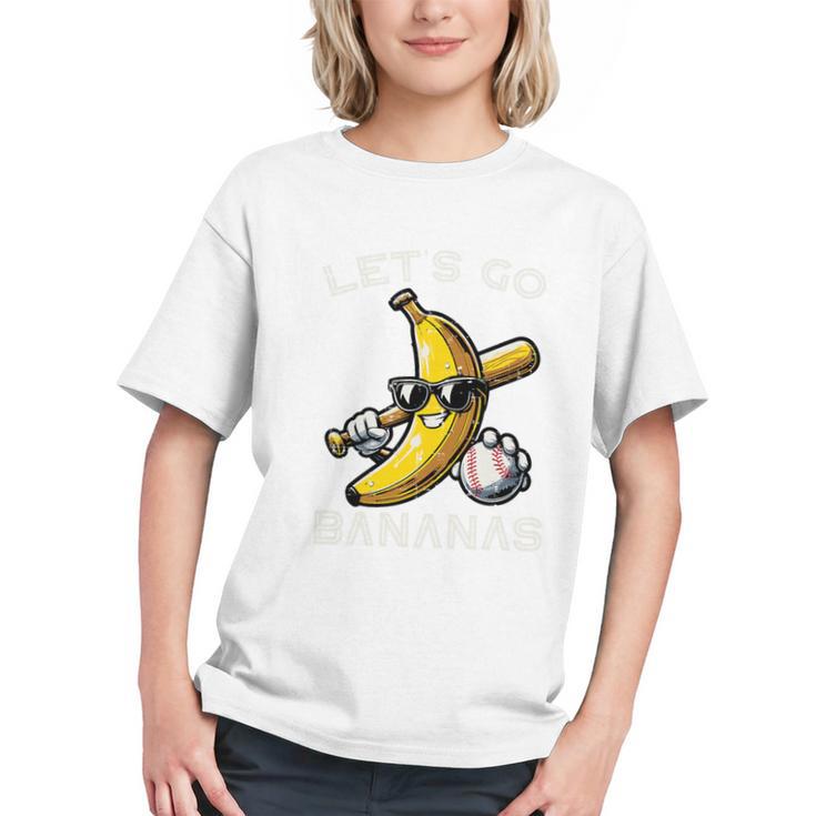 Lets Go Bananas Baseball Retro Sports Boys Kids Men Youth Premium Tri-Blend Graphic Youth