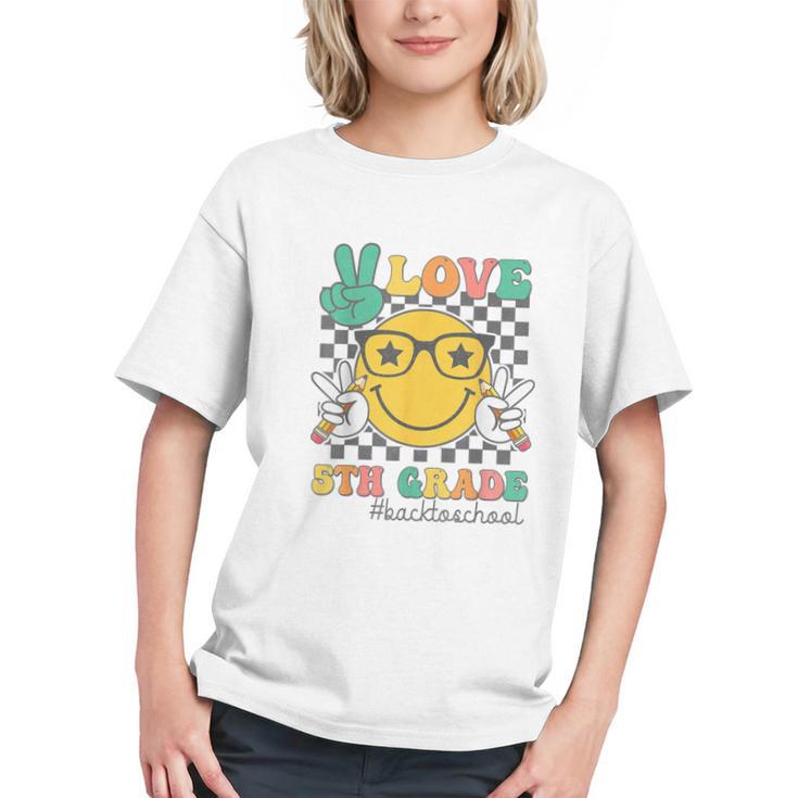 Groovy 5th Grade Smiles! Peace & Love Back to School Youth T-shirt