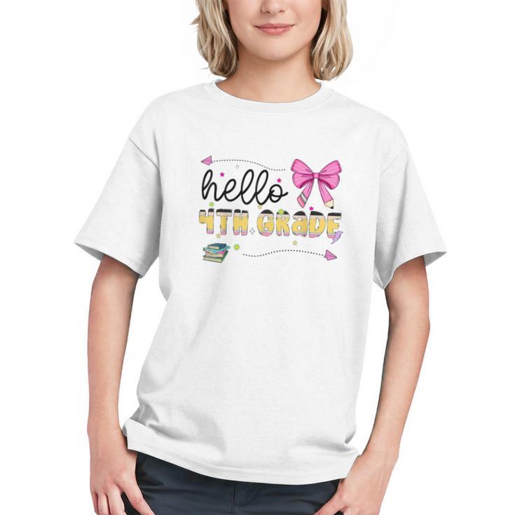 Hello 4th Grade Girls Coquette Fourth Grade Back To School Graphic Youth