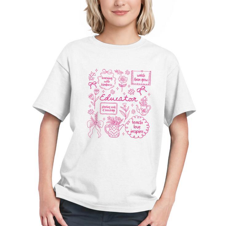 Inspire Little Minds! Teacher Pink Bow Back to School Youth T-shirt
