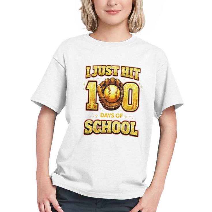 I Just Hit 100 Days Of School Baseball Boys Kids 100th Day Graphic Youth