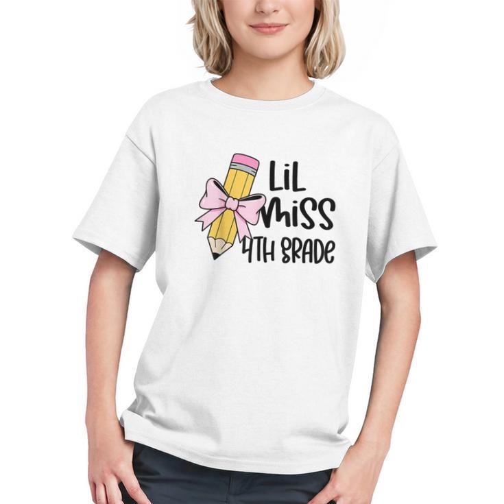 Lil Miss 4th Grade Coquette Bow Pencil Back To School Girls Graphic Youth Lil Miss 4th Grade Coquette Bow Pencil Back To School Girls Graphic Youth
