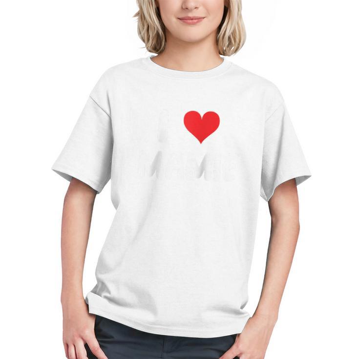 I Love Mamie Heart Grandma Grandmother Grandparent Raglan Baseball Tee Graphic Youth