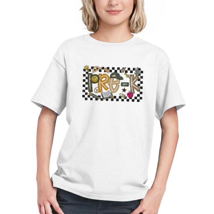Pre-K Dude Retro Checkered Back to School Youth T-Shirt