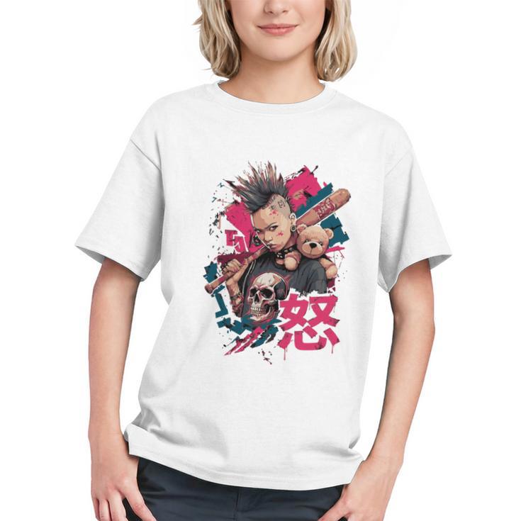 Punk Girl With Anger Kanji And Baseball Bat Graphic Youth