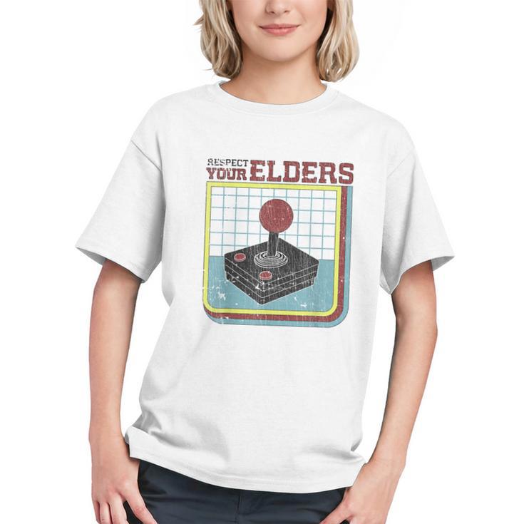Respect Your Elders Retro Gamer Joystick Back To School Graphic Youth