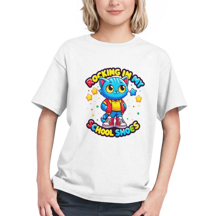 Rocking School Shoes! Fun Cat Back to School Youth T-Shirt