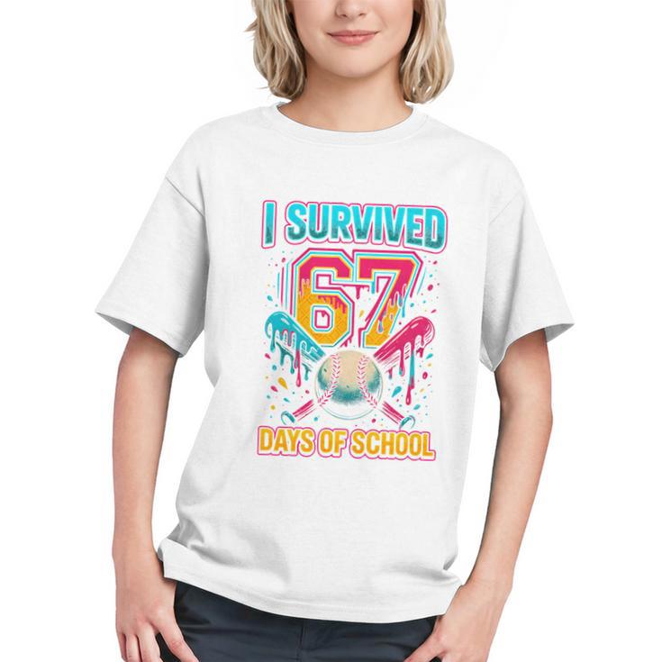 I Survived 67 Days Of School Baseball Drip Six Seven Meme Graphic Youth
