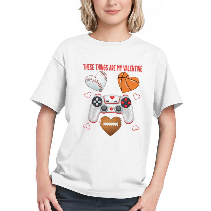 Valentines Day Boys Men Hearts Gaming Football Baseball Love Premium Tri-Blend Graphic Youth