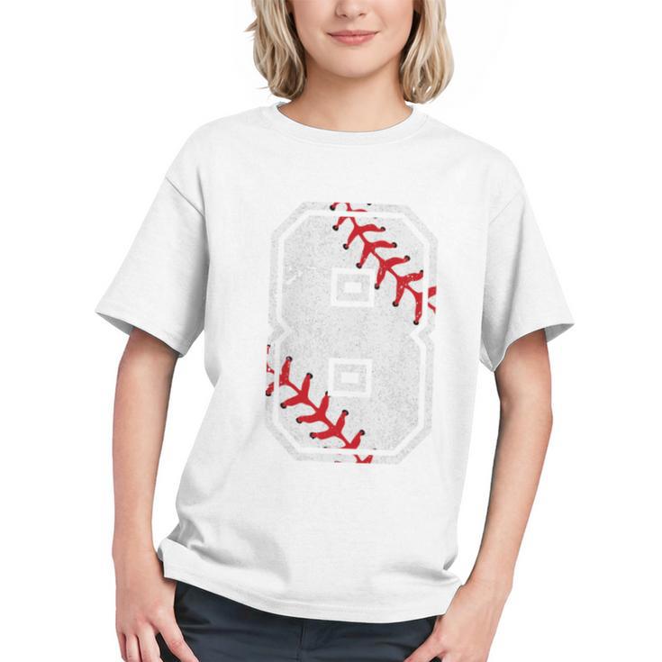 Vintage Baseball 8 Jersey Number 8 Graphic Youth