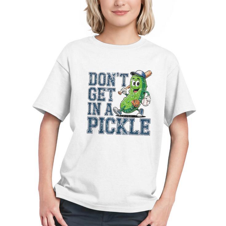 Youth Baseball Catcher Humor Don’t Get In A Pickle Graphic Youth