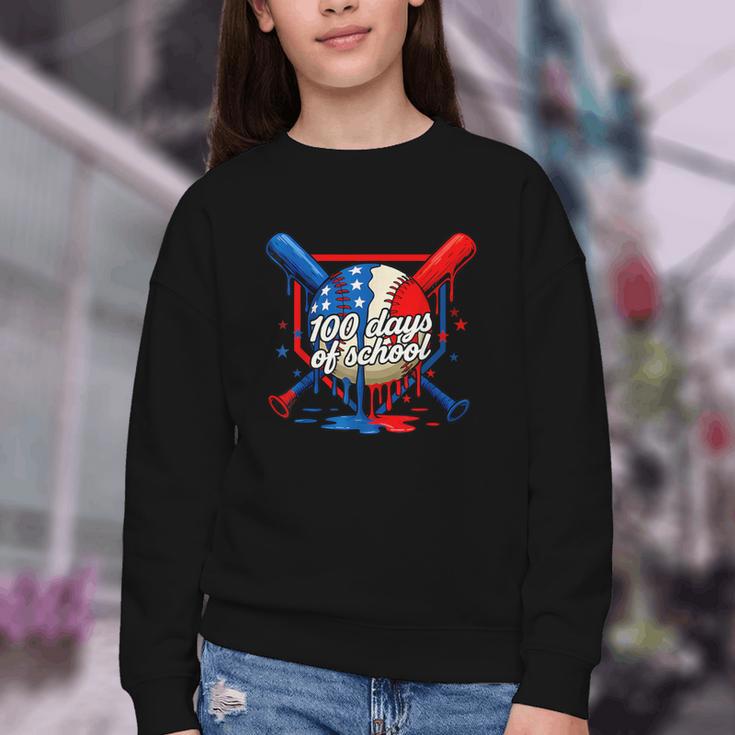 100 Days Of School 100th Day Youth Drip Baseball Boys Kid Youth Crewneck Sweatshirt 100 Days Of School 100th Day Youth Drip Baseball Boys Kid Youth Crewneck Sweatshirt