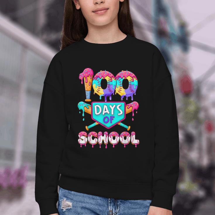 100 Days Of School Baseball Boys Kids Youth Crewneck Sweatshirt