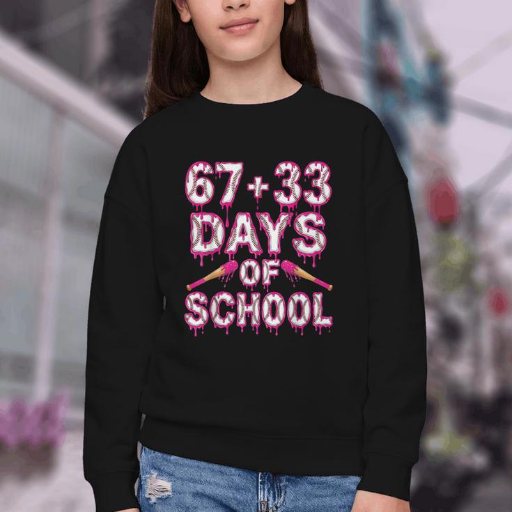 100 Days Of School Baseball Boys Six Seven Drip 100th Day Youth Crewneck Sweatshirt 100 Days Of School Baseball Boys Six Seven Drip 100th Day Youth Crewneck Sweatshirt