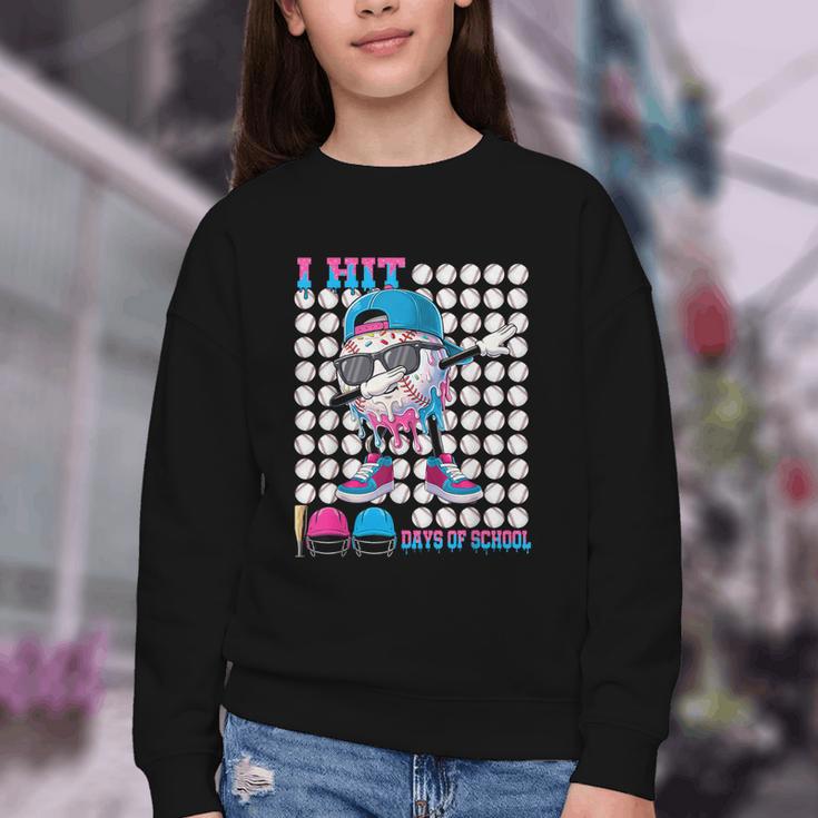 100 Days Of School Baseball Drip Boys Kids 100th Day School Youth Crewneck Sweatshirt 100 Days Of School Baseball Drip Boys Kids 100th Day School Youth Crewneck Sweatshirt