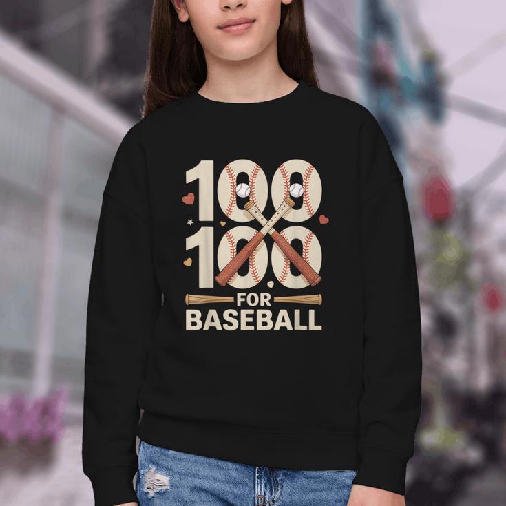 100 Days Of School Baseball Love Valentine’s Day Men Women Youth Crewneck Sweatshirt