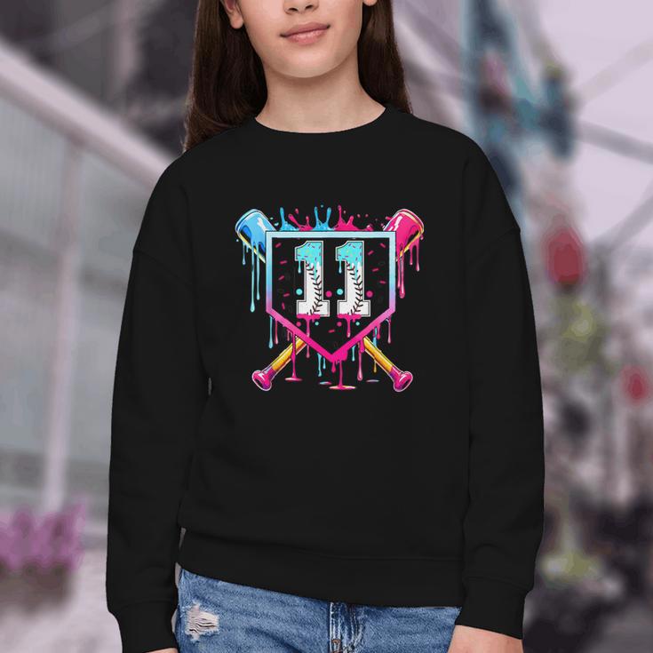 11th Birthday Boys Baseball Ice Cream Drip Boys Baseball Youth Crewneck Sweatshirt 11th Birthday Boys Baseball Ice Cream Drip Boys Baseball Youth Crewneck Sweatshirt