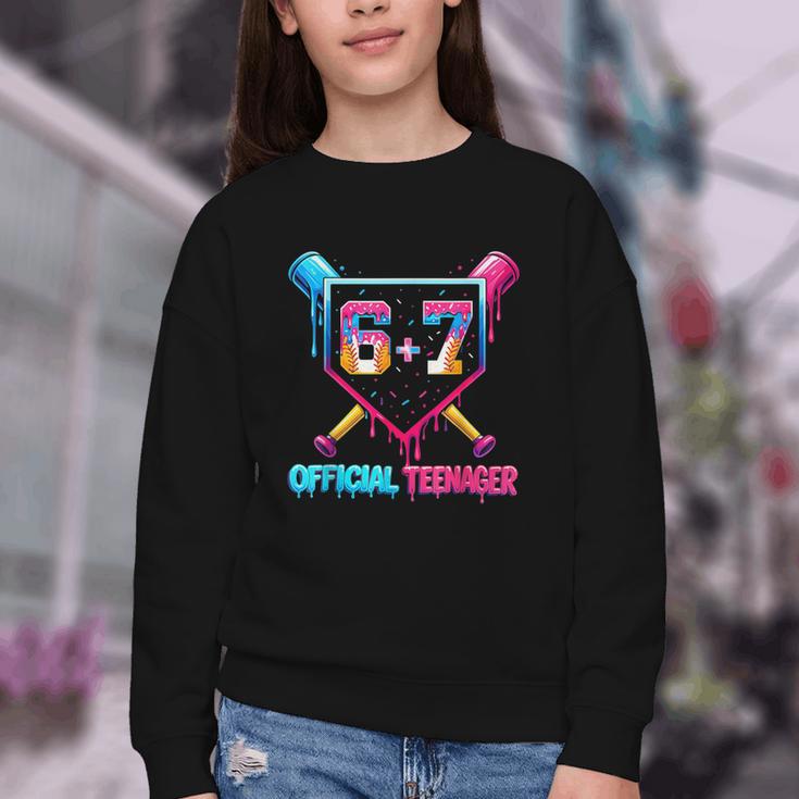 13th Birthday Official Teenager 67 Baseball Drip Boys Youth Crewneck Sweatshirt 13th Birthday Official Teenager 67 Baseball Drip Boys Youth Crewneck Sweatshirt