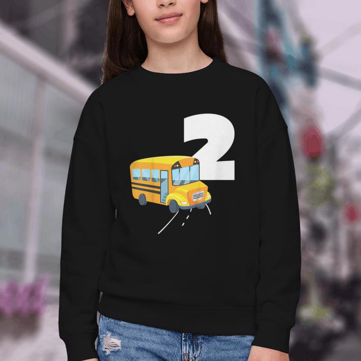 2nd Birthday School Bus Kids Back To School Themes Party Youth Crewneck Sweatshirt 2nd Birthday School Bus Kids Back To School Themes Party Youth Crewneck Sweatshirt