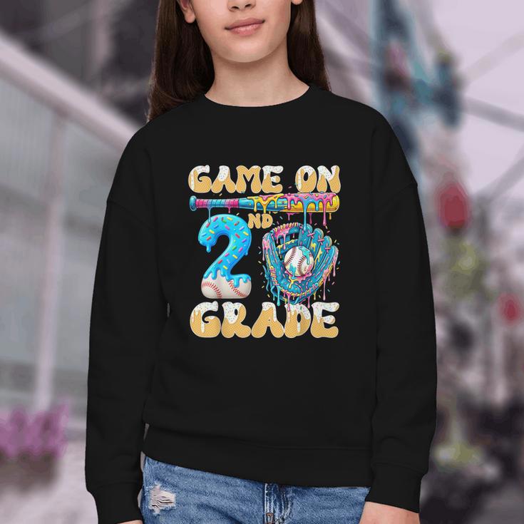 2nd Grade Back To School Baseball Drip Ice Cream Game On Youth Crewneck Sweatshirt 2nd Grade Back To School Baseball Drip Ice Cream Game On Youth Crewneck Sweatshirt