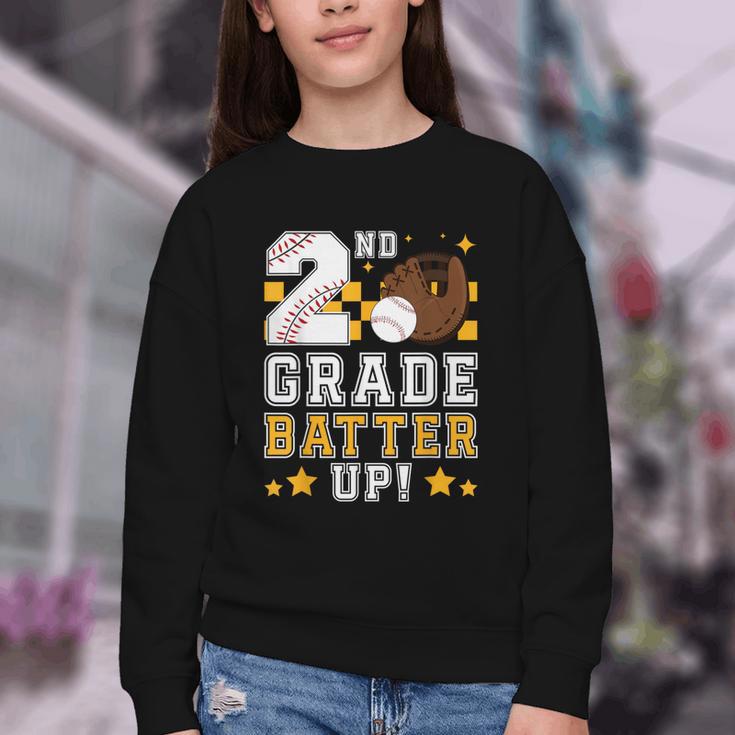2nd Grade Batter Up Baseball First Day Back To School Youth Crewneck Sweatshirt 2nd Grade Batter Up Baseball First Day Back To School Youth Crewneck Sweatshirt