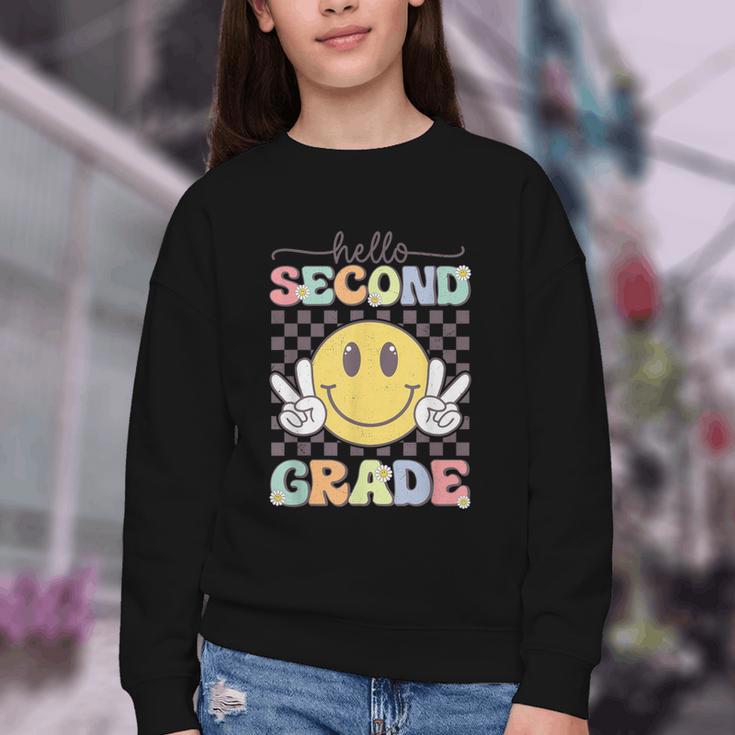 2nd Grade Team Back To School Hello Second Grade Smile Face Youth Crewneck Sweatshirt 2nd Grade Team Back To School Hello Second Grade Smile Face Youth Crewneck Sweatshirt