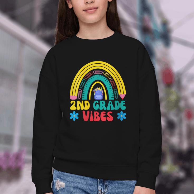 2nd Grade Vibes Back To School Rainbow Second Grade Youth Crewneck Sweatshirt 2nd Grade Vibes Back To School Rainbow Second Grade Youth Crewneck Sweatshirt