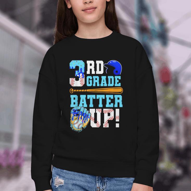3rd Grade Back To School Baseball Drip Ice Cream Batter Up Youth Crewneck Sweatshirt 3rd Grade Back To School Baseball Drip Ice Cream Batter Up Youth Crewneck Sweatshirt