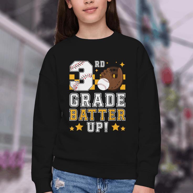 3rd Grade Batter Up Baseball First Day Back To School Youth Crewneck Sweatshirt 3rd Grade Batter Up Baseball First Day Back To School Youth Crewneck Sweatshirt