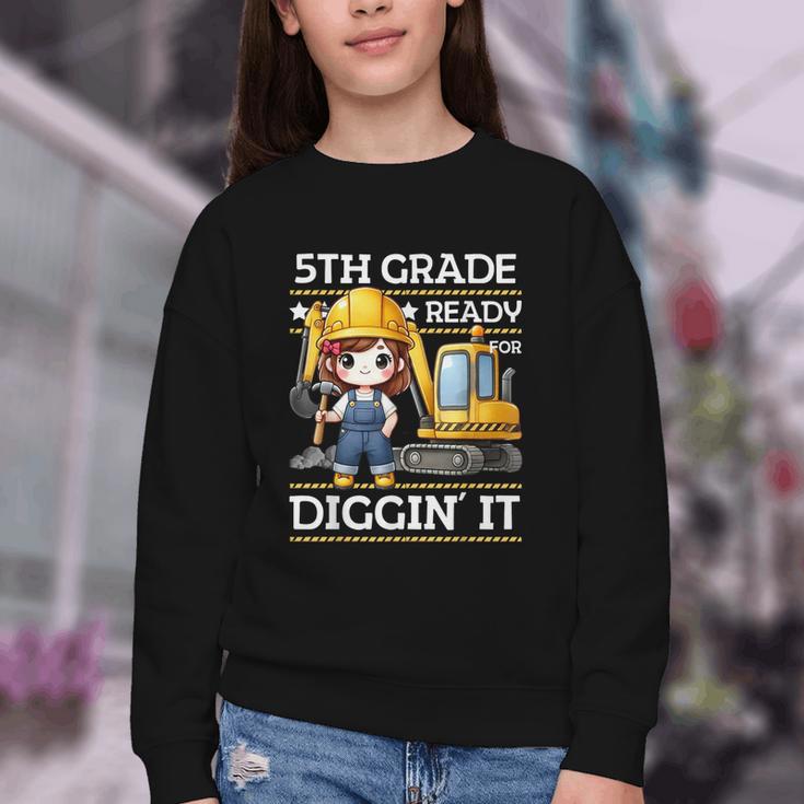 5th Grade Ready For Digging Construction Girl Back To School Youth Crewneck Sweatshirt 5th Grade Ready For Digging Construction Girl Back To School Youth Crewneck Sweatshirt