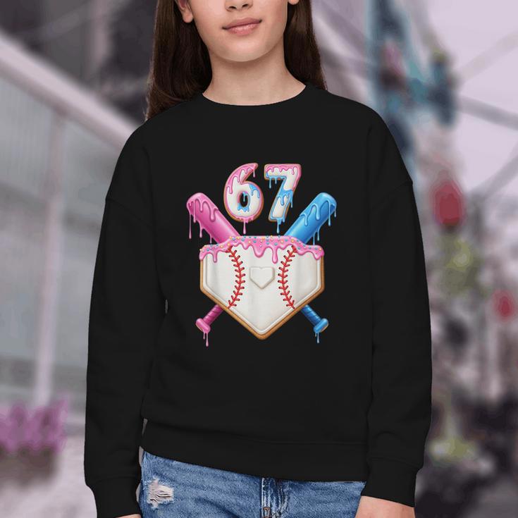 6 7 Baseball Dripping Six Seven Gen Alpha Slang Youth Crewneck Sweatshirt