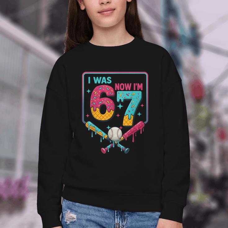 I Was 6 Now Im 7 Ice Cream Drip Baseball For Men Women Kids Youth Crewneck Sweatshirt I Was 6 Now Im 7 Ice Cream Drip Baseball For Men Women Kids Youth Crewneck Sweatshirt
