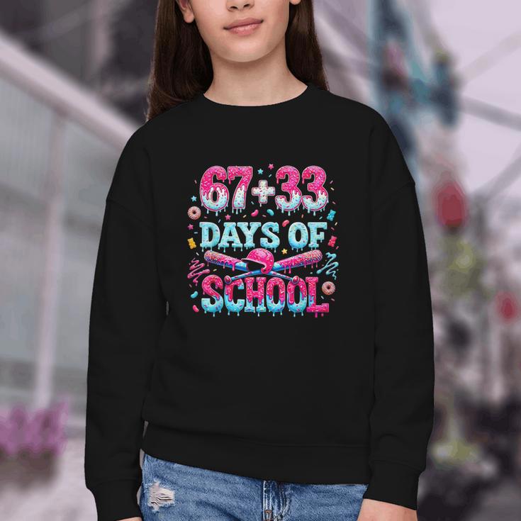 67 33 Days Of School Baseball Drip 100th Day Of School Boys Youth Crewneck Sweatshirt 67 33 Days Of School Baseball Drip 100th Day Of School Boys Youth Crewneck Sweatshirt