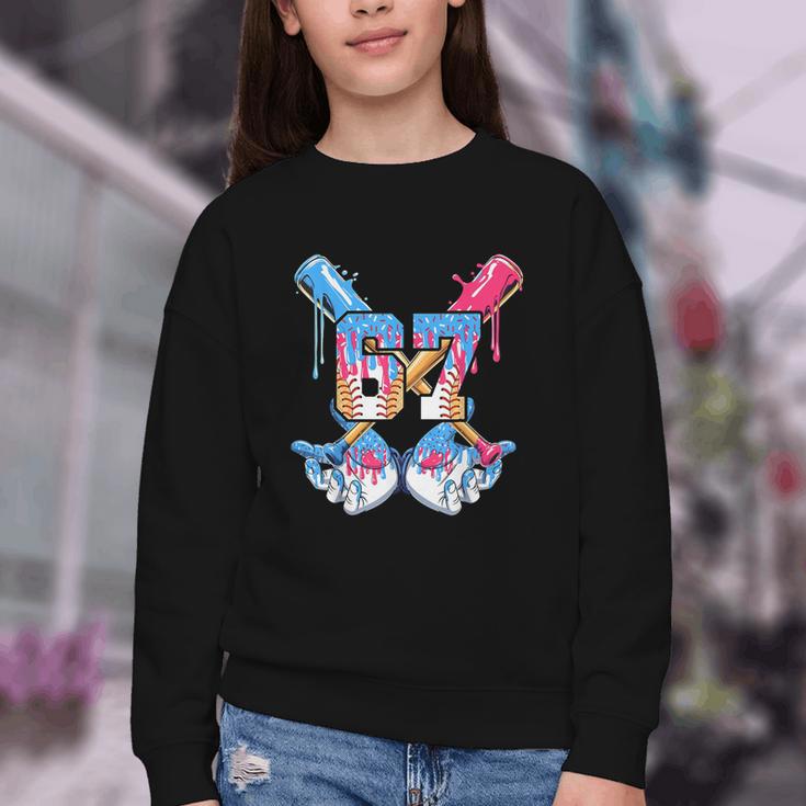 67 Baseball Drip Birthday Boy For Men Boys Kids Youth Youth Crewneck Sweatshirt