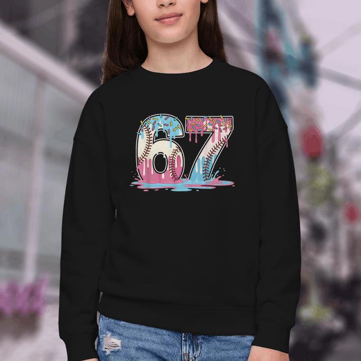 67 Baseball Ice Cream Drip Meme Six Seven Gen Alpha Youth Crewneck Sweatshirt 67 Baseball Ice Cream Drip Meme Six Seven Gen Alpha Youth Crewneck Sweatshirt