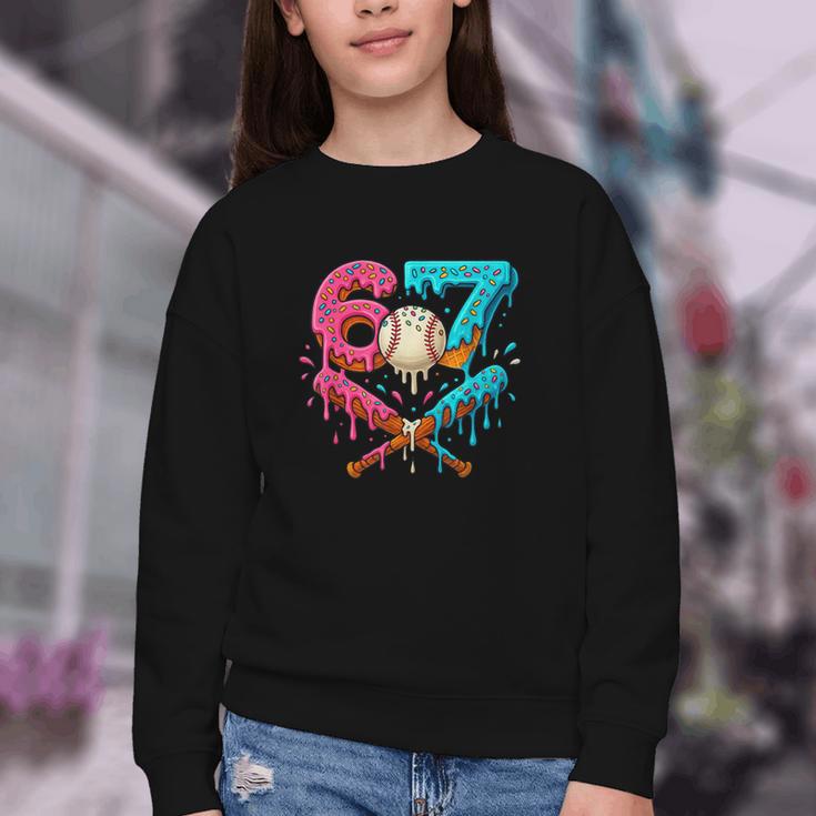 67 Ice Cream Drip Baseball Meme – Six Seven Gen Alpha Youth Crewneck Sweatshirt 67 Ice Cream Drip Baseball Meme – Six Seven Gen Alpha Youth Crewneck Sweatshirt
