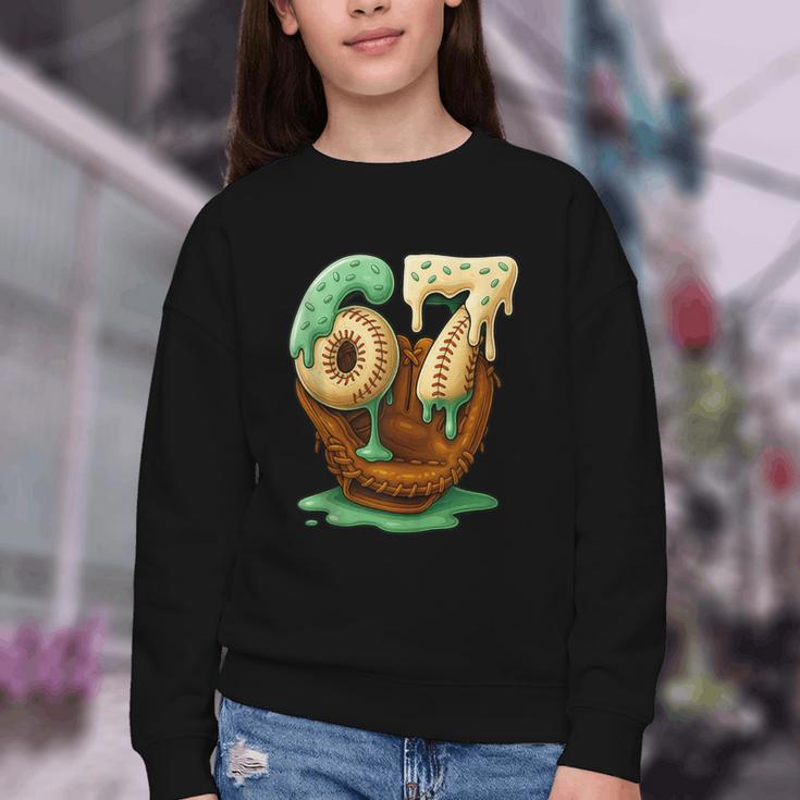 67 Ice Cream Drip Six Seven Baseball Youth Crewneck Sweatshirt