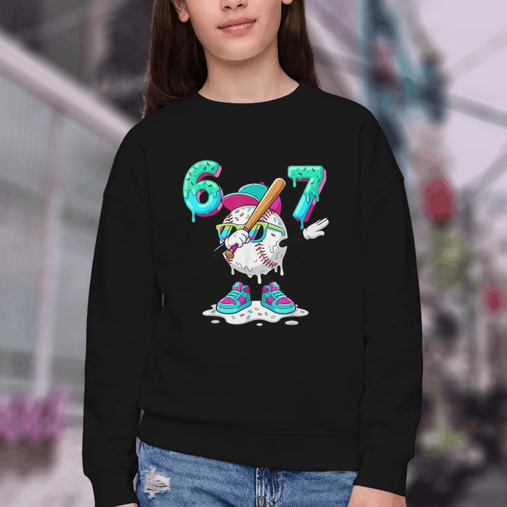 67 Meme Six Seven 6 7 Meme Dab Baseball Ice Cream Drip Youth Crewneck Sweatshirt 67 Meme Six Seven 6 7 Meme Dab Baseball Ice Cream Drip Youth Crewneck Sweatshirt