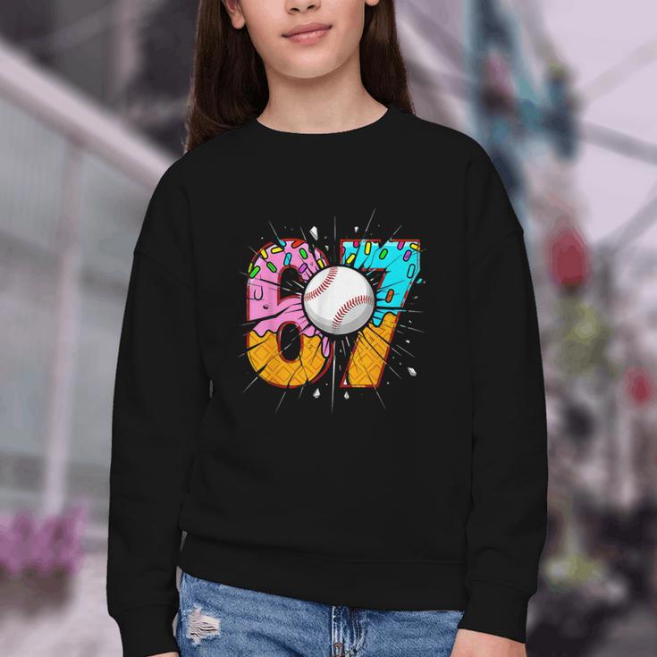 67 Six Seven 6 7 Boys 67 Baseball Ice Cream Drip 6 7 Youth Crewneck Sweatshirt