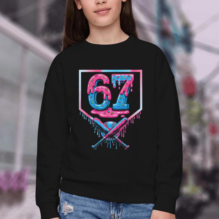 67 Six Seven Baseball Ice Cream Drip Cool Meme 67 Youth Crewneck Sweatshirt 67 Six Seven Baseball Ice Cream Drip Cool Meme 67 Youth Crewneck Sweatshirt