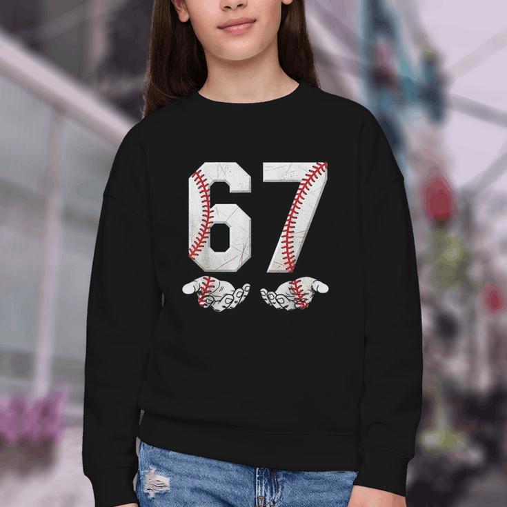 67 Six Seven Number 6 7 Meme Baseball Six Seven For Boys Men Youth Crewneck Sweatshirt 67 Six Seven Number 6 7 Meme Baseball Six Seven For Boys Men Youth Crewneck Sweatshirt