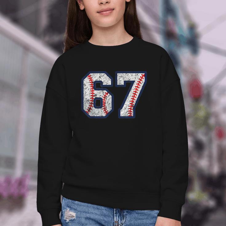 67 Sports Meme – Baseball Number 6 7 Youth Crewneck Sweatshirt 67 Sports Meme – Baseball Number 6 7 Youth Crewneck Sweatshirt