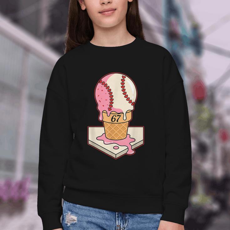 67 Tee Baseball Creamy Dripping Graphic Sixty-Seven Clothes Youth Crewneck Sweatshirt