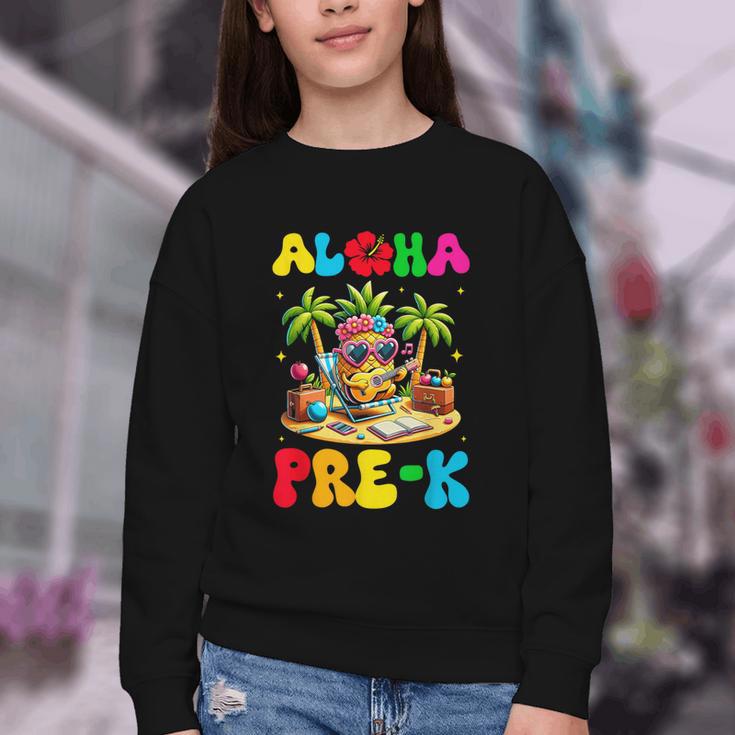 Aloha Pre-K Pineapple Hawaii Back To School Kids Girls Youth Crewneck Sweatshirt