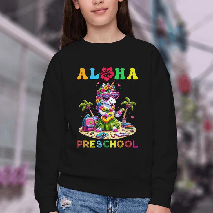 Aloha Preschool Unicorn Hawaii Back To School Kids Girl Youth Crewneck Sweatshirt Aloha Preschool Unicorn Hawaii Back To School Kids Girl Youth Crewneck Sweatshirt