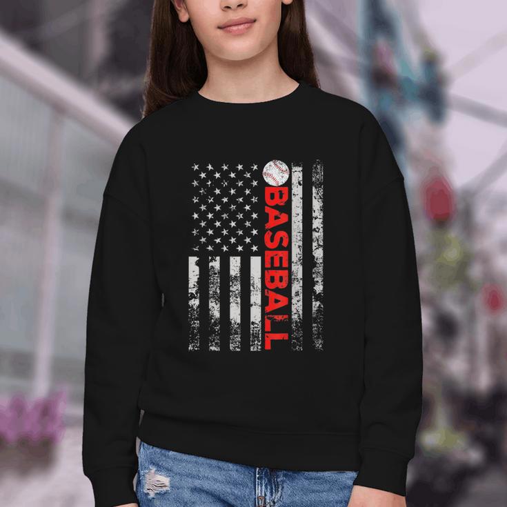 American Flag Baseball Team Baseball Player Baseball Youth Crewneck Sweatshirt American Flag Baseball Team Baseball Player Baseball Youth Crewneck Sweatshirt