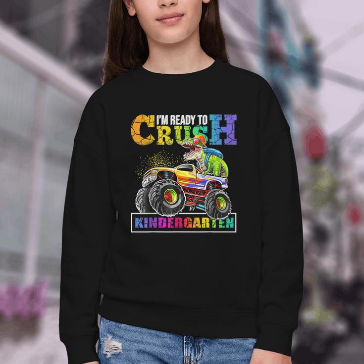 Back To School Boy Dinosaur I'm Ready To Crush Kindergarten Youth Crewneck Sweatshirt