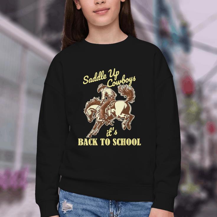 Back To School Cowboy Rodeo Country Western Saddle Up Boys Youth Crewneck Sweatshirt